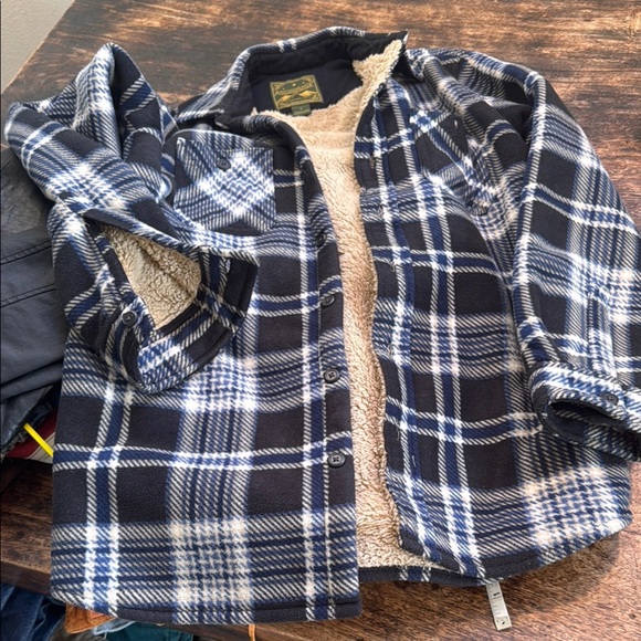Anchorage expedition Blue Plaid Sherpa-Lined Jacket shacket sz small oversized - Picture 5 of 12